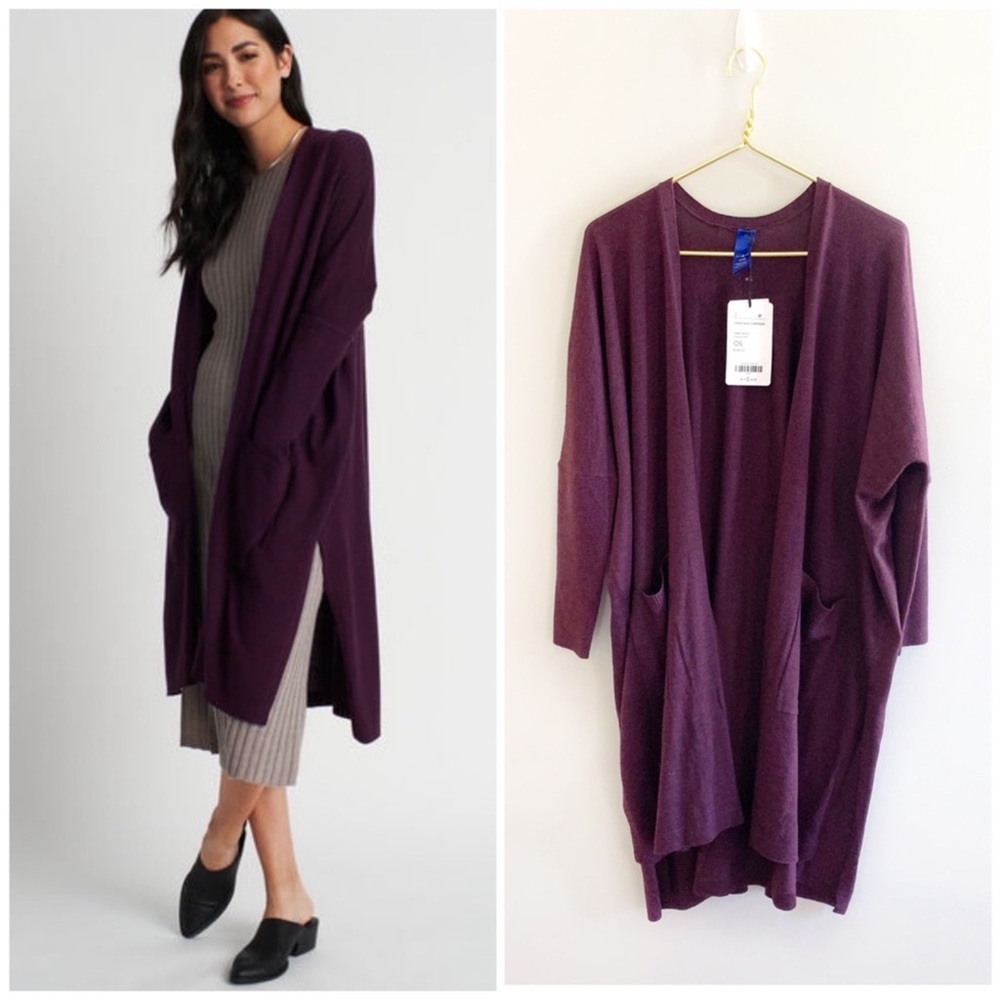 Kit Ace Long Haul Merino Wool Plum Cardigan